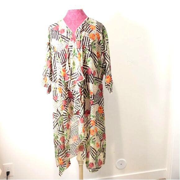 LuLARue Fall Crysanthium colored Tunic Open layered Lindsay Kimona top Size Med. - Picture 2 of 11